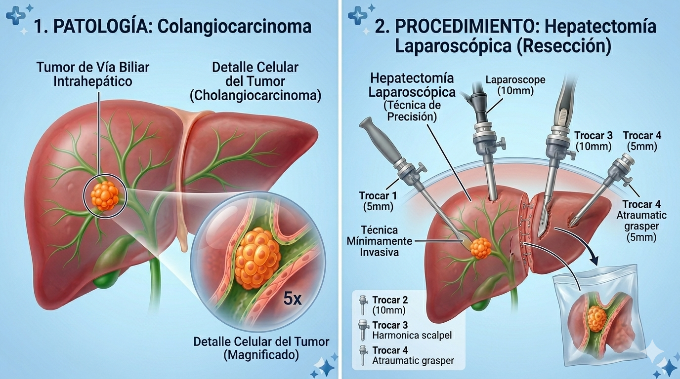Hepatectomía laparoscópica realizada por el Dr. Jorge Higuerey